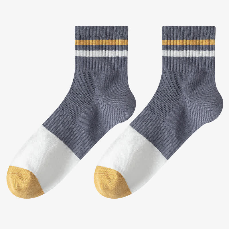 Chaussettes rayées en coton (5 paires) - Gris foncé - EU43-50 (US9-15) - image 12