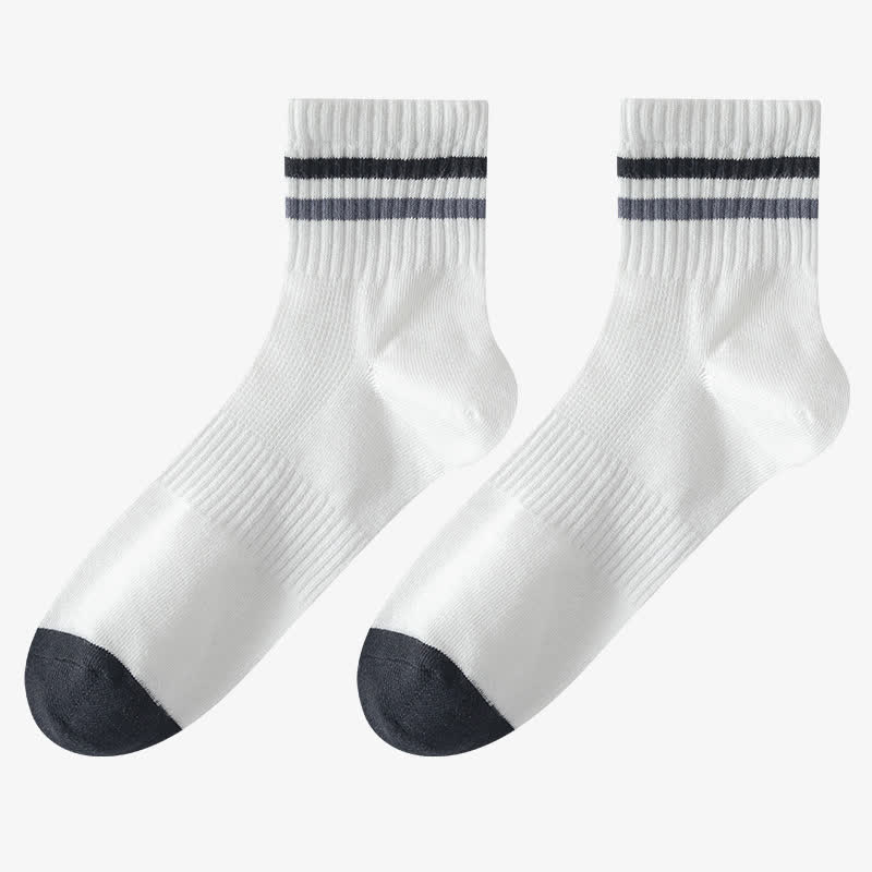Chaussettes rayées en coton (5 paires) - Blanc - EU43-50 (US9-15) - image 7