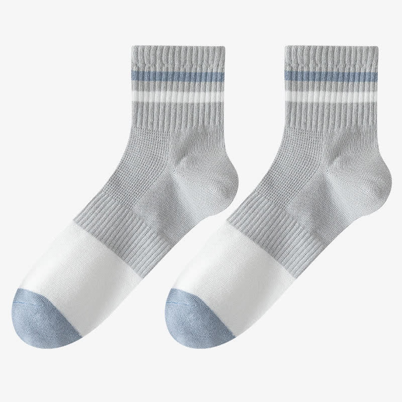 Chaussettes rayées en coton (5 paires) - Gris clair - EU43-50 (US9-15) - image 11