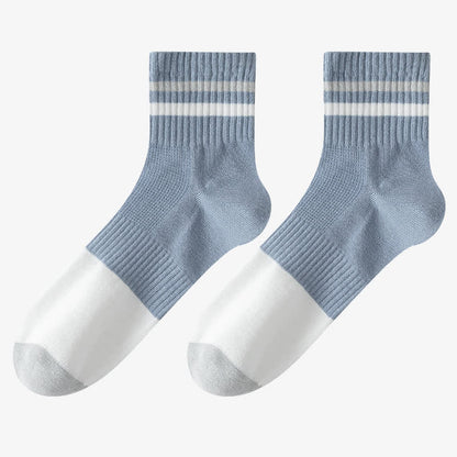 Chaussettes rayées en coton (5 paires) - Bleu - EU43-50 (US9-15) - image 5