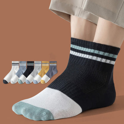 Chaussettes rayées en coton (5 paires) - image 1