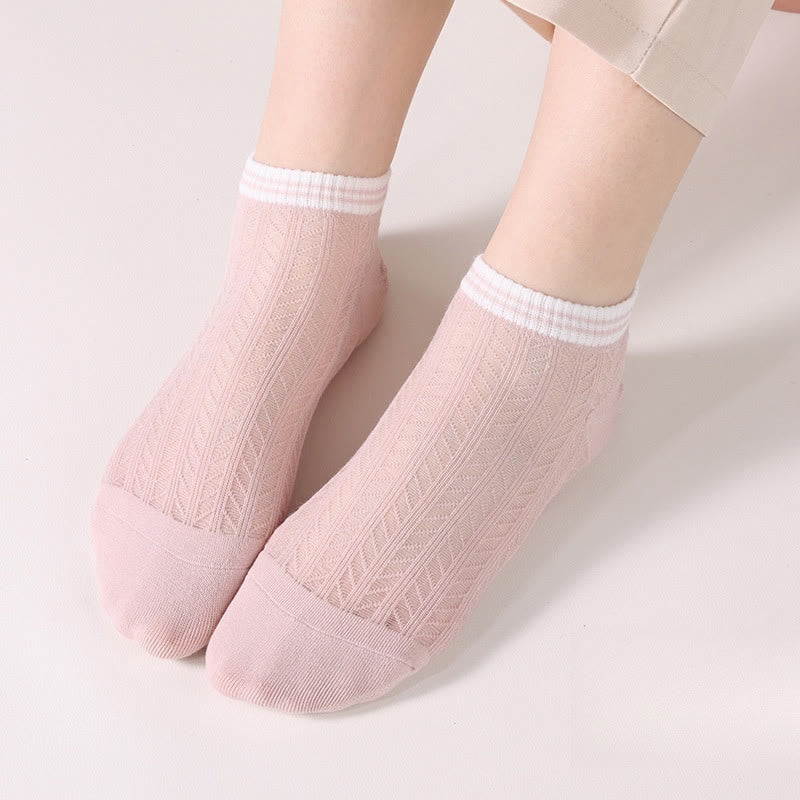 Chaussettes à carreaux de couleur unie (8 paires) - Rose clair - EU36-40 (US3-7) - image 4