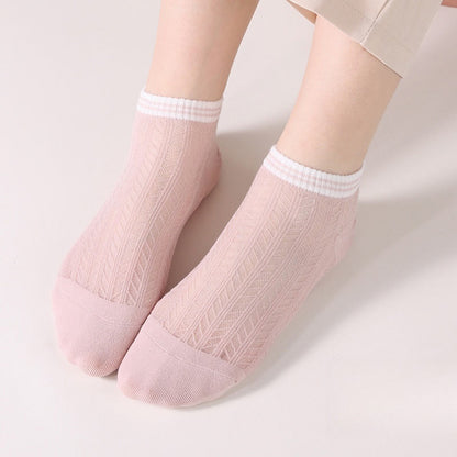 Chaussettes à carreaux de couleur unie (8 paires) - Rose clair - EU36-40 (US3-7) - image 4