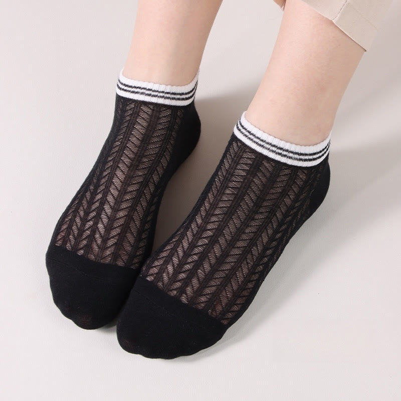 Chaussettes à carreaux de couleur unie (8 paires) - Noir - EU36-40 (US3-7) - image 2