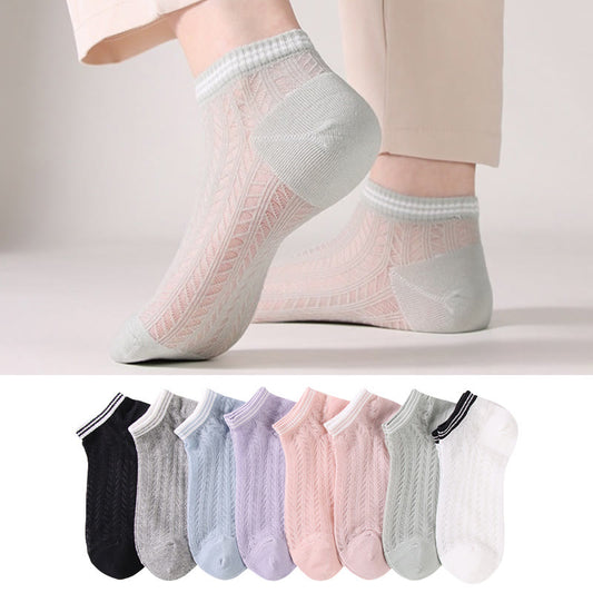 Chaussettes à carreaux de couleur unie (8 paires) - image 0