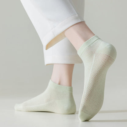 Chaussettes fines respirantes en coton absorbant la transpiration (5 paires) - Vert clair - EU35-40 (US3-7) - image 9
