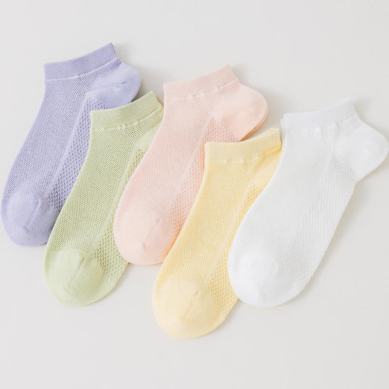 Chaussettes fines respirantes en coton absorbant la transpiration (5 paires) - Multicolore - EU35-40 (US3-7) - image 1