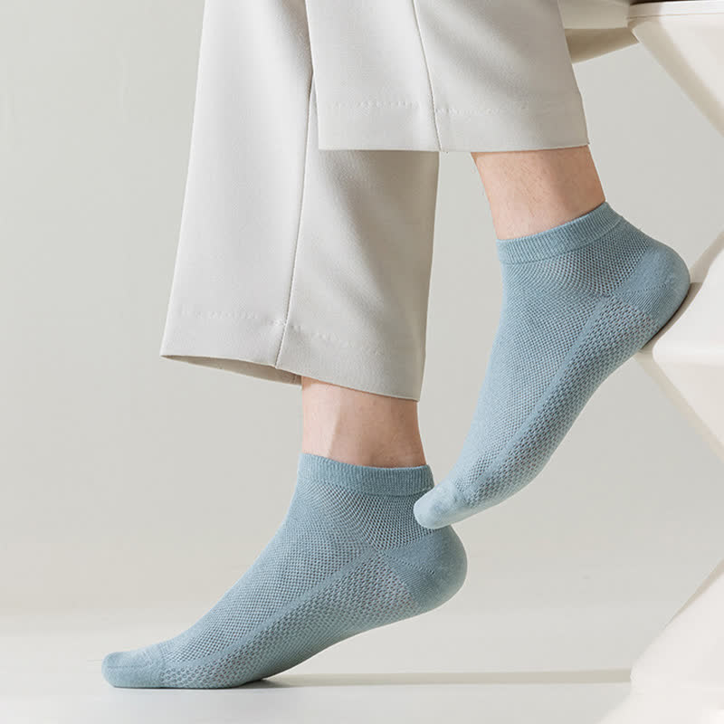 Chaussettes fines et respirantes en maille de couleur unie (8 paires) - image 3