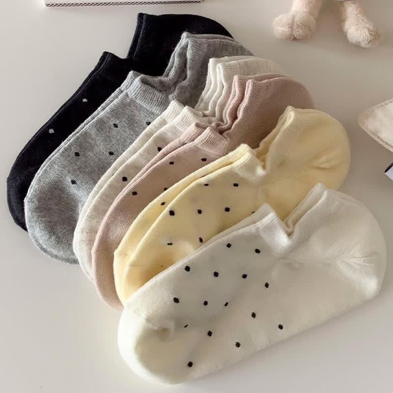 Chaussettes simples à pois de couleur unie (6 paires)