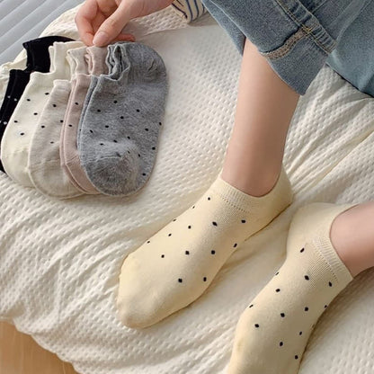 Chaussettes simples à pois de couleur unie (6 paires)