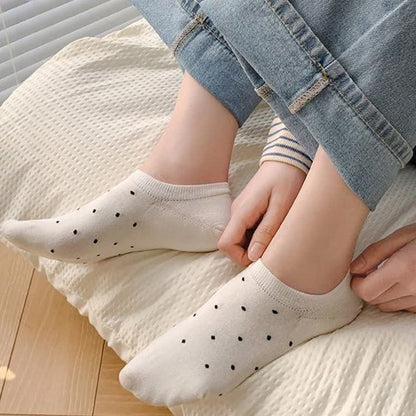 Chaussettes simples à pois de couleur unie (6 paires)