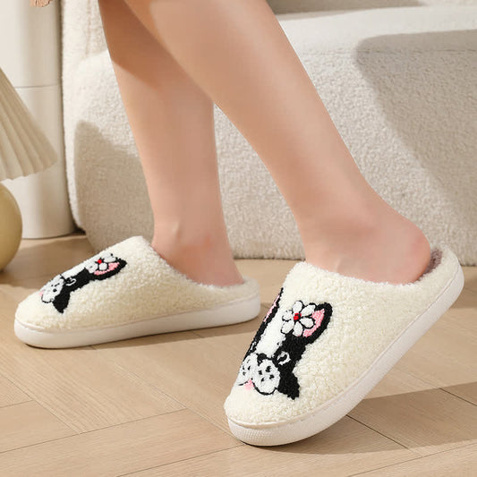 Chaussons moelleux à motif de chien et de fleur - image 1