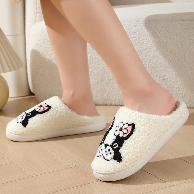 Chaussons moelleux à motif de chien et de fleur - image 0