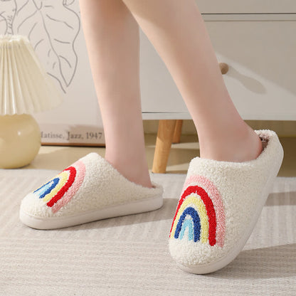 Chaussons moelleux à imprimé arc-en-ciel - image 0