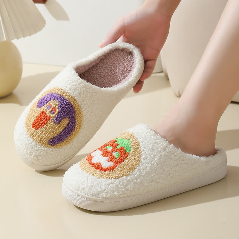 Chaussons moelleux à imprimé citrouille de dessin animé - image 0