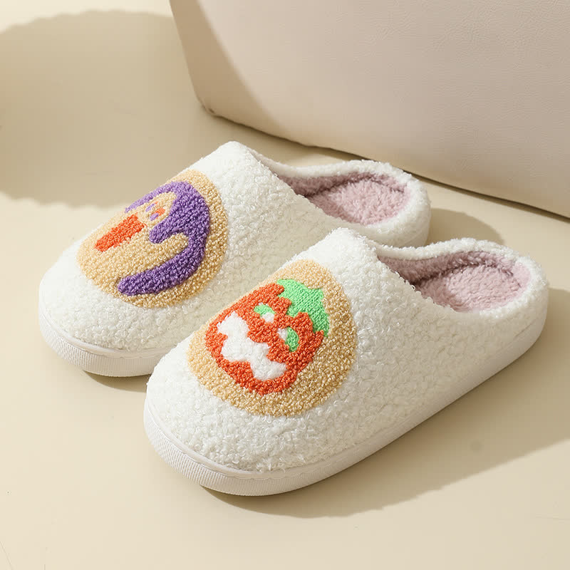 Chaussons moelleux à imprimé citrouille de dessin animé - image 2