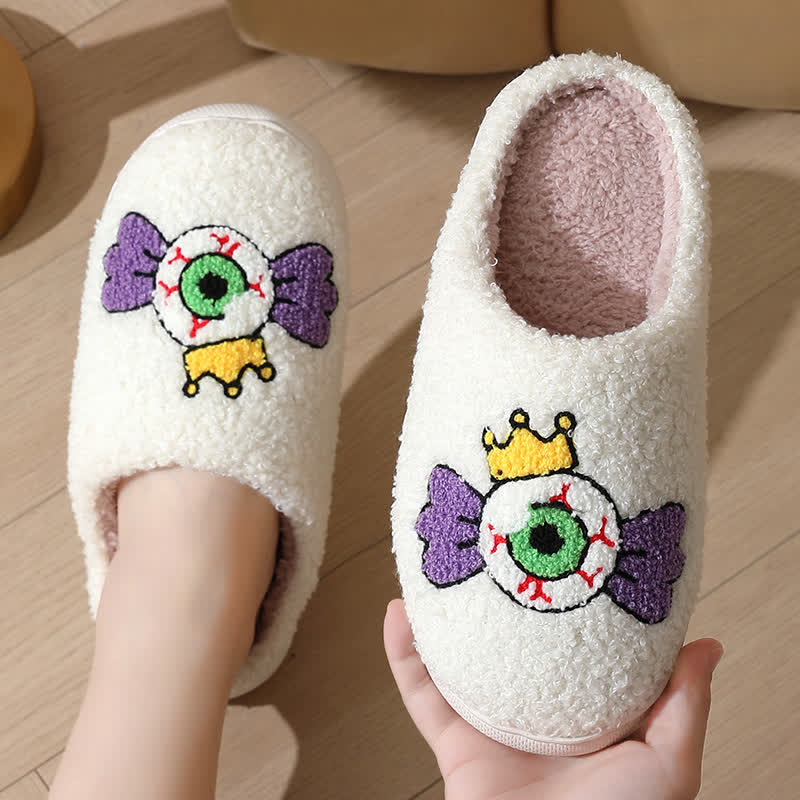 Chaussons moelleux à imprimé yeux amusants - image 1