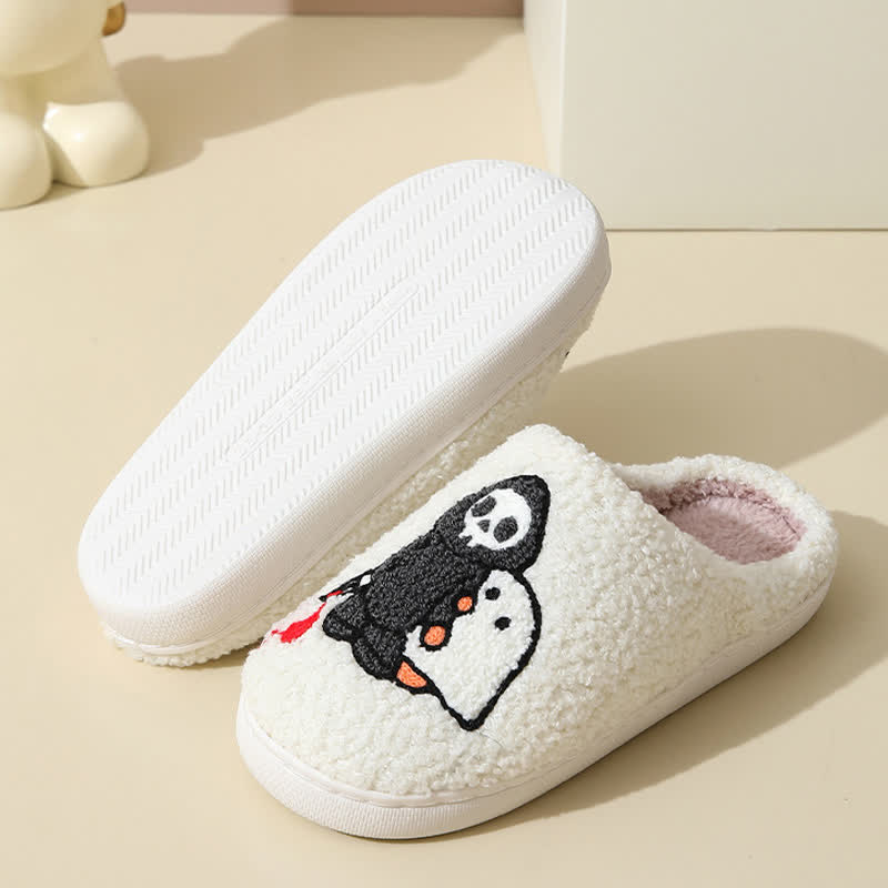 Chaussons moelleux à imprimé fantôme et crâne de dessin animé - image 7