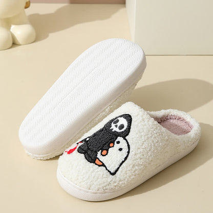 Chaussons moelleux à imprimé fantôme et crâne de dessin animé - image 7