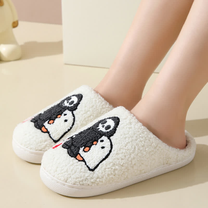Chaussons moelleux à imprimé fantôme et crâne de dessin animé - image 0