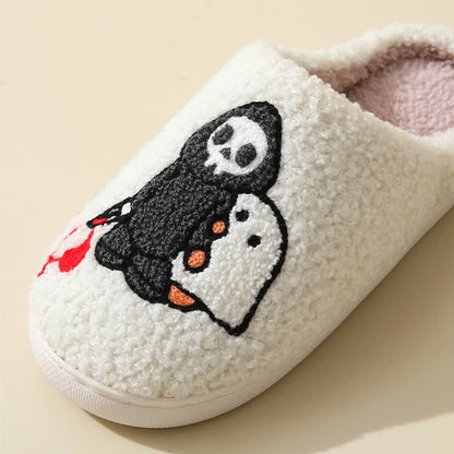 Chaussons moelleux à imprimé fantôme et crâne de dessin animé - image 6