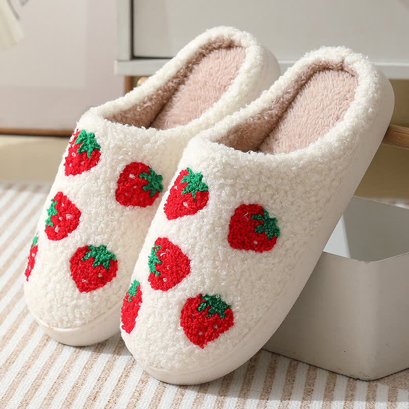 Chaussons moelleux à imprimé fruits de dessin animé - Fraise - EU43-44 (US9-10) - image 3