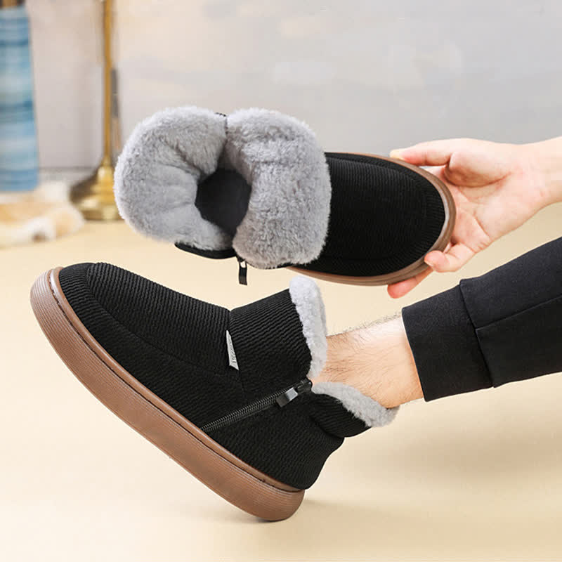 Chaussons chauds à fermeture éclair de grande taille, couleur unie - image 3