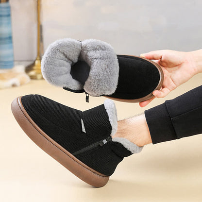 Chaussons chauds à fermeture éclair de grande taille, couleur unie - image 3