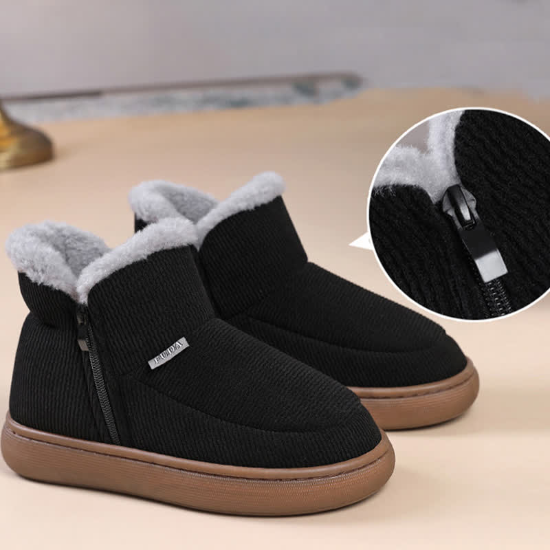 Chaussons chauds à fermeture éclair de grande taille, couleur unie - image 1