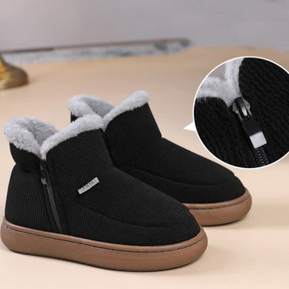 Chaussons chauds à fermeture éclair de grande taille, couleur unie - image 1