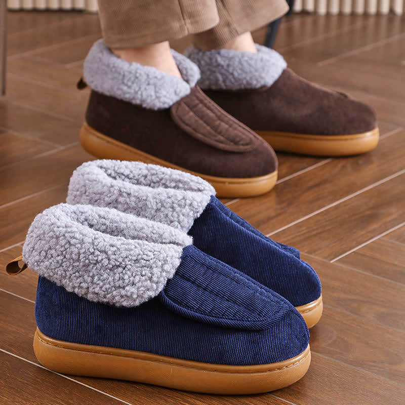 Chaussons chauds à velcro de couleur unie grande taille - image 1