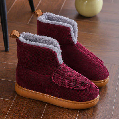 Chaussons chauds à velcro de couleur unie grande taille - Vin - EU42-43 (US7-7.5) - image 4