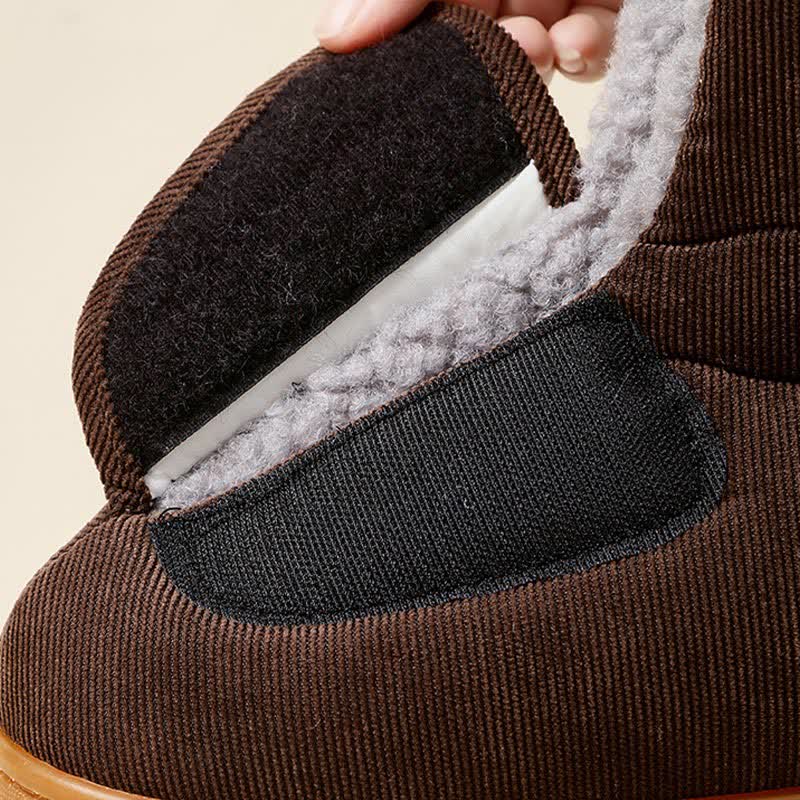 Chaussons chauds à velcro de couleur unie grande taille - image 9