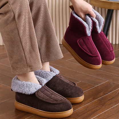 Chaussons chauds à velcro de couleur unie grande taille - image 2