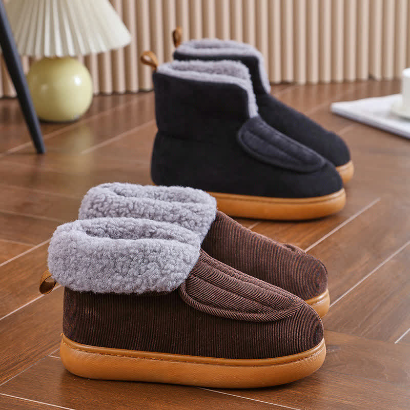 Chaussons chauds à velcro de couleur unie grande taille - image 3