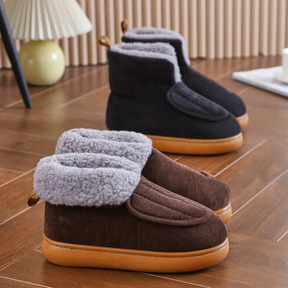 Chaussons chauds à velcro de couleur unie grande taille - image 3