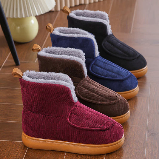 Chaussons chauds à velcro de couleur unie grande taille - image 0