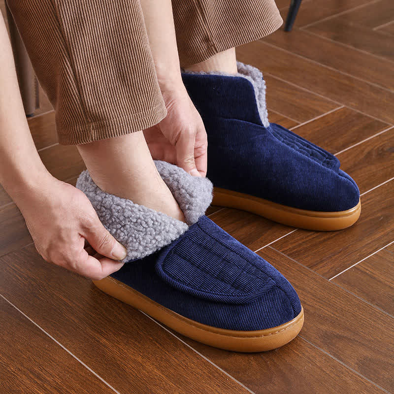 Chaussons chauds à velcro de couleur unie grande taille - image 11