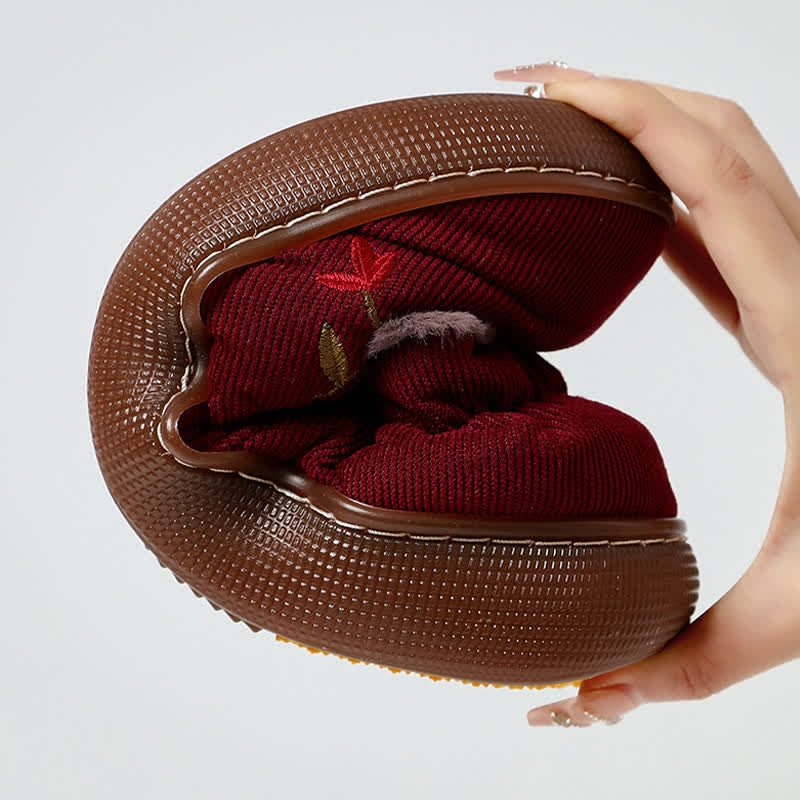 Chaussons chauds antidérapants brodés de fleurs pour la maison - image 6