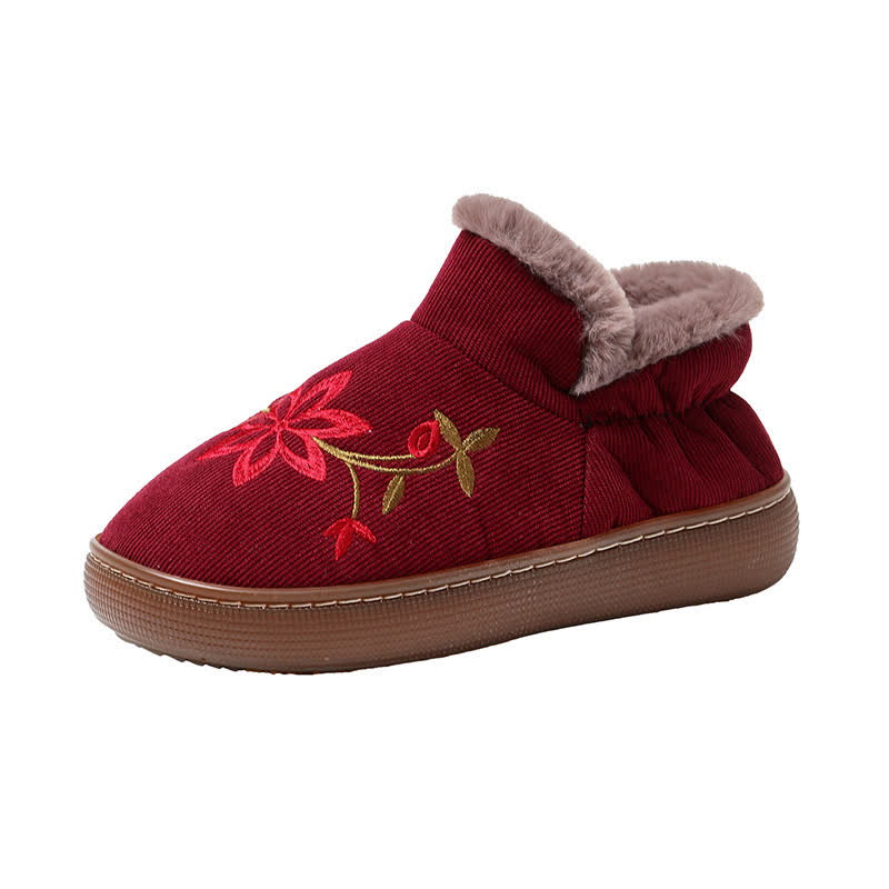 Chaussons chauds antidérapants brodés de fleurs pour la maison - image 8