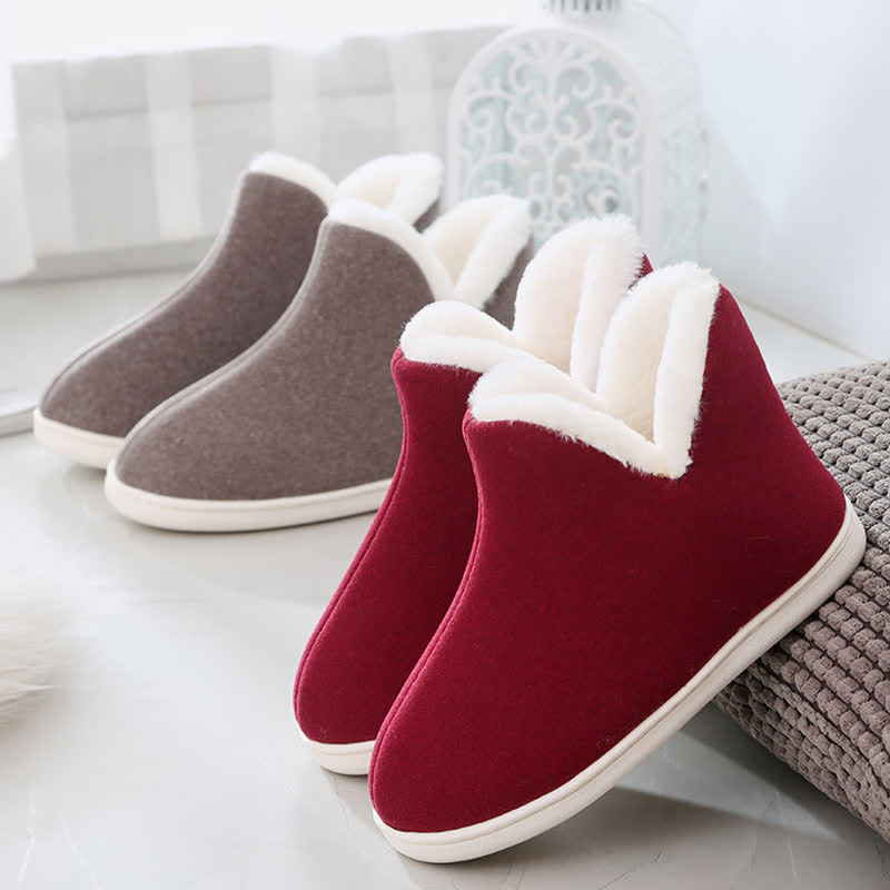 Chaussons chauds à tige haute de couleur unie - image 6