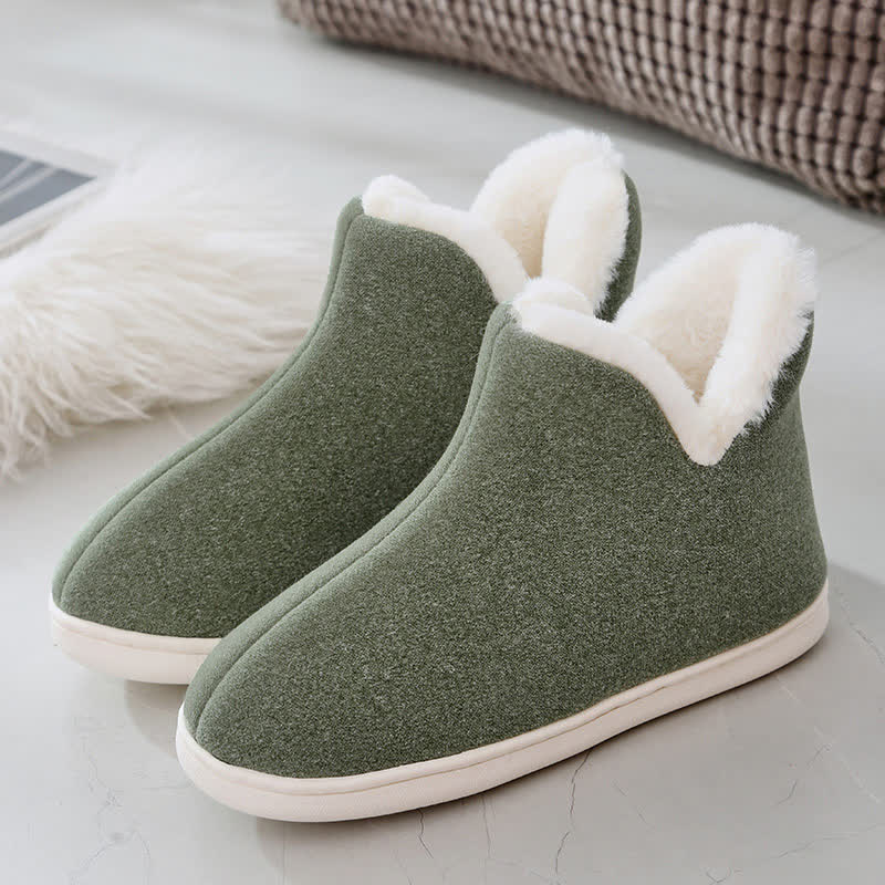 Chaussons chauds à tige haute de couleur unie - Vert - EU39-40 (US6-7) - image 15