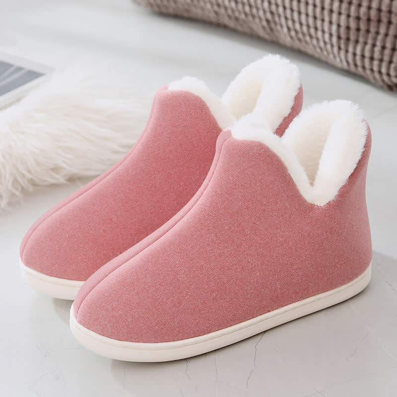 Chaussons chauds à tige haute de couleur unie - Rose - EU39-40 (US6-7) - image 17