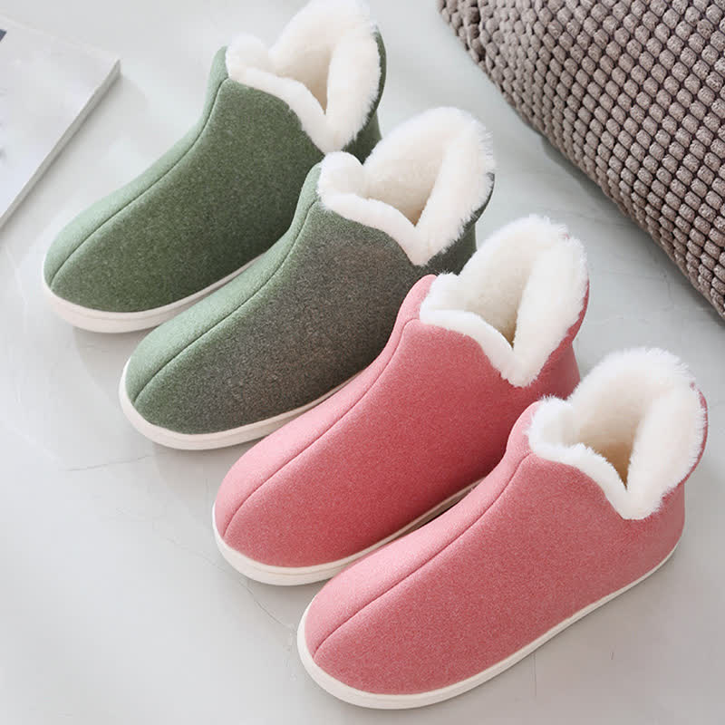 Chaussons chauds à tige haute de couleur unie - image 3