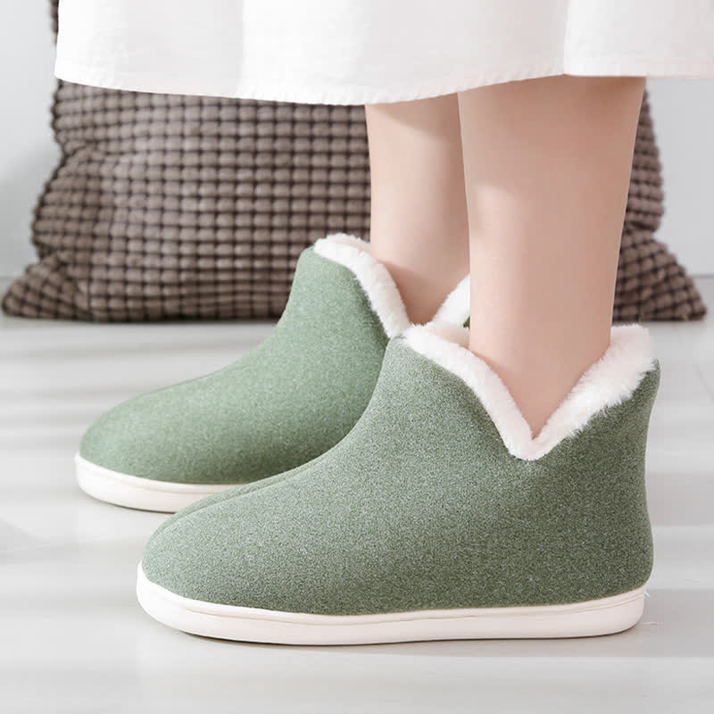 Chaussons chauds à tige haute de couleur unie - image 14