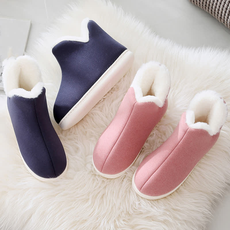 Chaussons chauds à tige haute de couleur unie - image 5