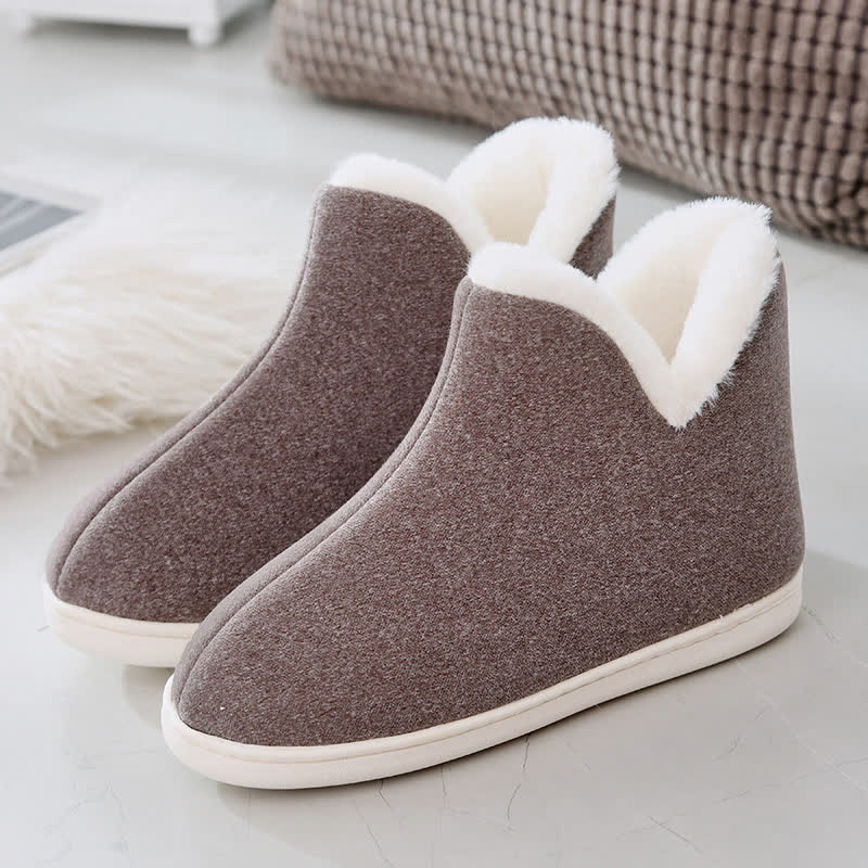 Chaussons chauds à tige haute de couleur unie - Gris - EU45-46 (US11-12) - image 16