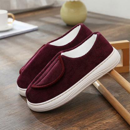 Chaussons chauds antidérapants à velcro grande taille - Vin - EU42-43 (US8.5-9) - image 6