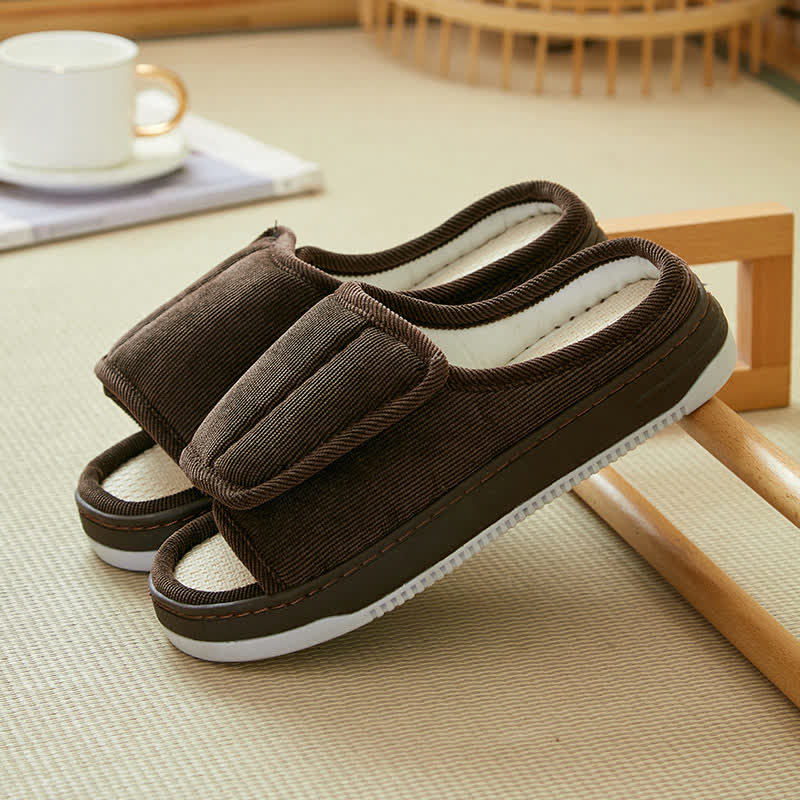 Chaussons antidérapants à velcro grande taille faciles à enfiler - Brun - EU46-47 (US12-12.5) - image 6