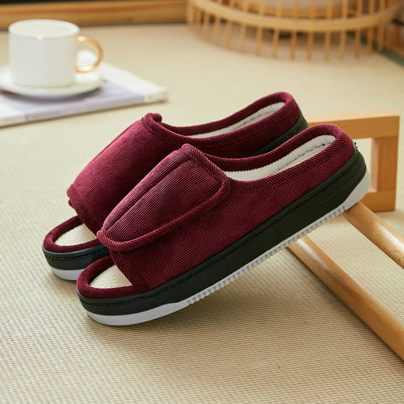 Chaussons antidérapants à velcro grande taille faciles à enfiler - Vin - EU41-42 (US7.5-8.5) - image 5